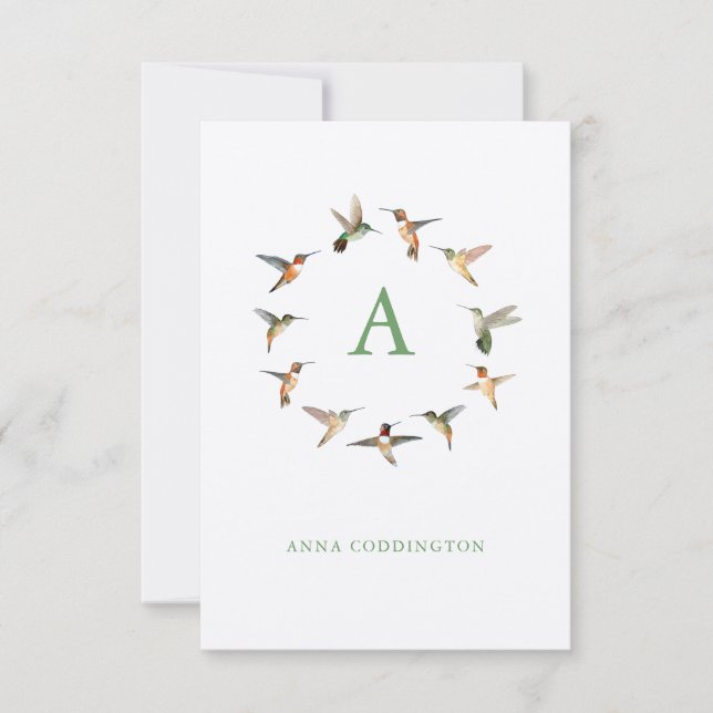 Monogram Hummingbird Mitteilungskarte (Vorderseite)