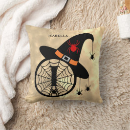 Monogram I Halloween Sky Hexenspinnen Name Kissen
