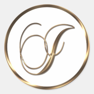 Monogram I Imitate Bronze Runder Aufkleber