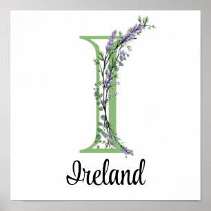 Monogram I Lavender Eucalyptus Kinderzimmer Poster