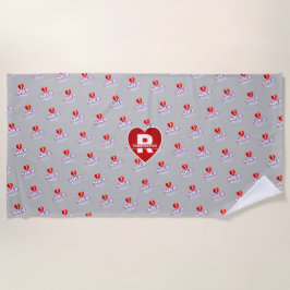 MONOGRAM I LIEBE SOCA auf GRAU Strandtuch