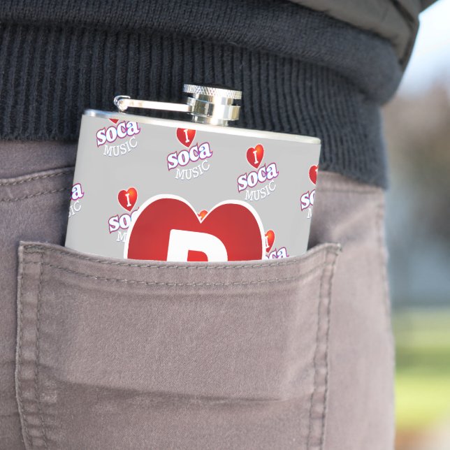 MONOGRAM I  LOVE SOCA on GREY Flachmann (Beispiel)