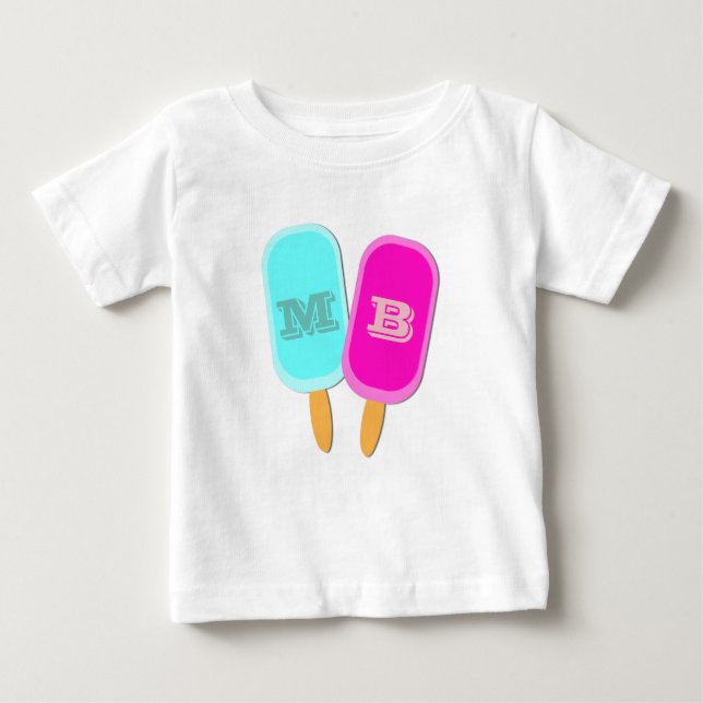 Monogram Ice Lollies Popcles Summer Baby T-shirt (Vorderseite)