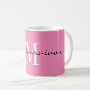 Monogram, ich bin Überlebender, Pink 11oz Classic Kaffeetasse