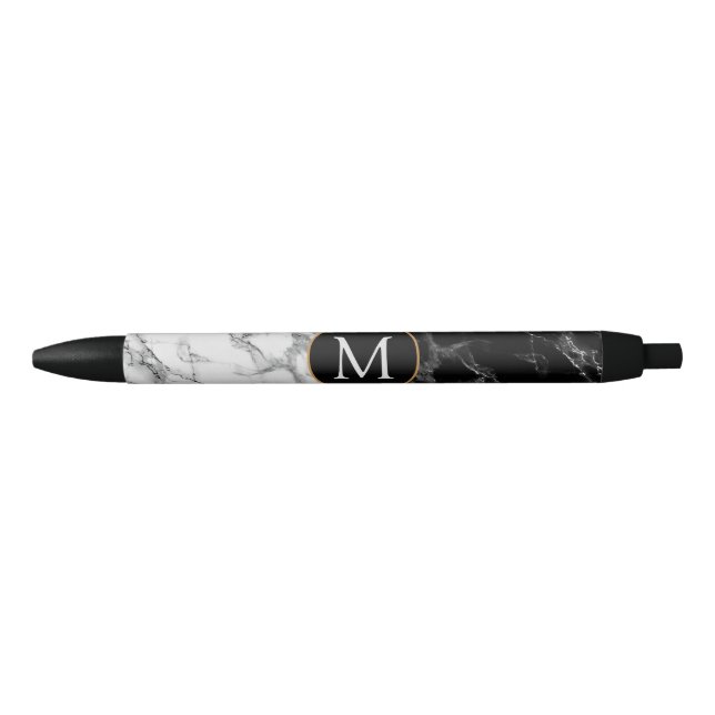 Monogram, Ihr Letter Pen Geschenk Schwarz-weißen M Kugelschreiber (Vorderseite)