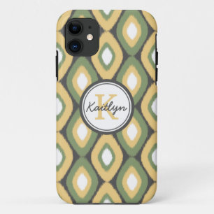 Monogram Ikat Diamonds Pattern Sage Gelb Case-Mate iPhone Hülle