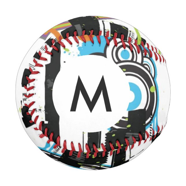 Monogram Illustration of a grungy city scape Baseball (Vorderseite Links)