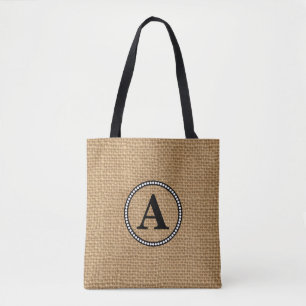 Monogram Imitate Burlap Drucktasche