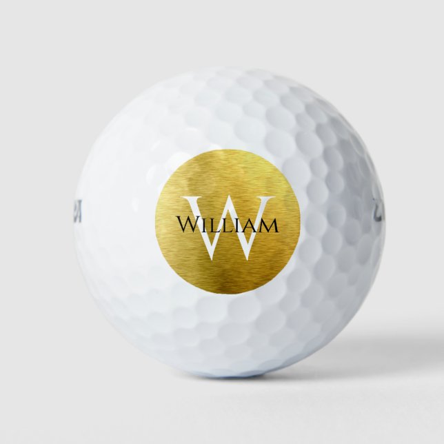 Monogram Imitats Gold Foil Moderner Individuelle N Golfball (Vorderseite)