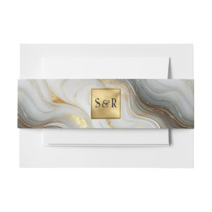 Monogram Imitats Hochzeit Gold, Grau und Weiß Einladungsbanderole