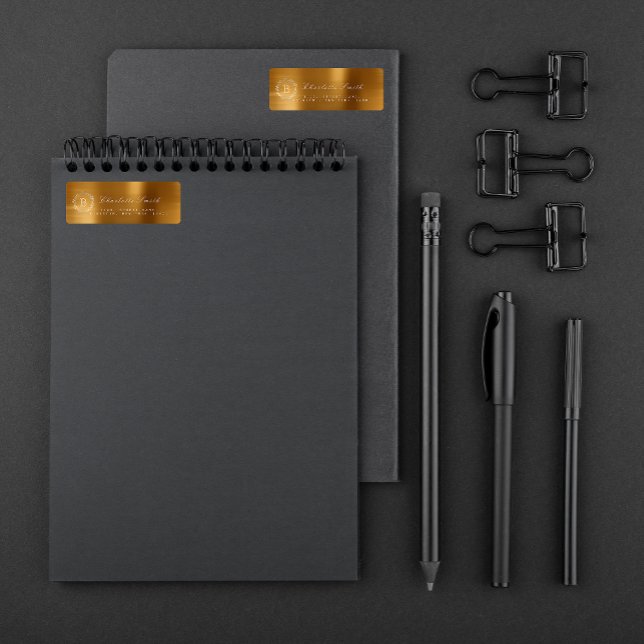 Monogram in Laurel Wreath Gold Rücksendeadresse (Von Creator hochgeladen)