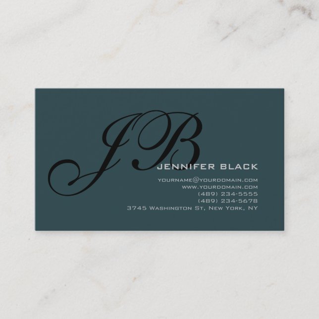 Monogram Indigo Black Consultant Business Card Visitenkarte (Vorderseite)