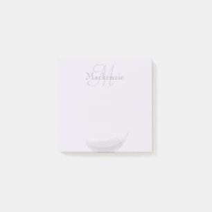 Monogram Individuelle Name Angel Feather Lilac Gra Post-it Klebezettel