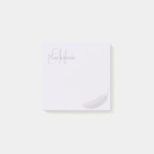 Monogram Individuelle Name Angel Feather Lilac Gra Post-it Klebezettel