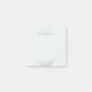 Monogram Individuelle Name Angel Feather Mint Grau Post-it Klebezettel