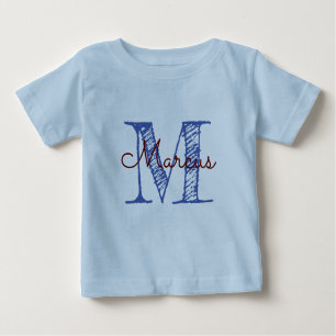 Monogram Individuelle Name Blue Baby Boy Baby T-shirt