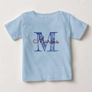 Monogram Individuelle Name Blue Baby Boy T-shirt