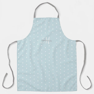 Monogram Individuelle Name Blue Grey White Polka D Schürze
