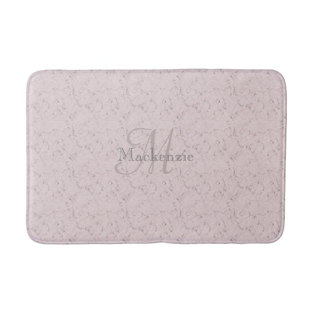 Monogram Individuelle Name Blush Pink Eleganter Ma Badematte (Vorderseite)
