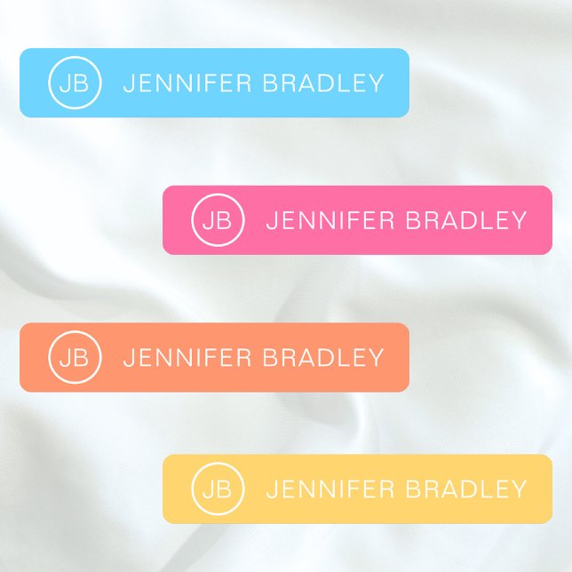 Monogram Individuelle Name Clothing Tags Blue Pink Etiketten (Von Creator hochgeladen)