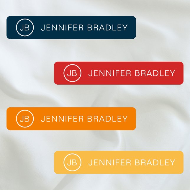 Monogram Individuelle Name Clothing Tags Blue Red Etiketten (Von Creator hochgeladen)