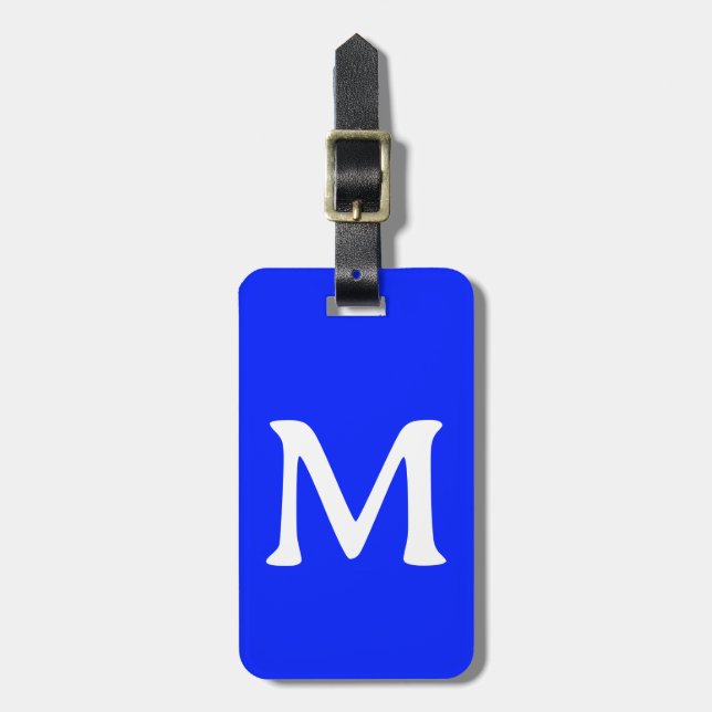 Monogram Individuelle Name Color Neonblau Cool Gepäckanhänger (Vorderseite vertikal)