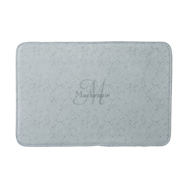Monogram Individuelle Name Elegant Marble Dusty Bl Badematte (Vorderseite)