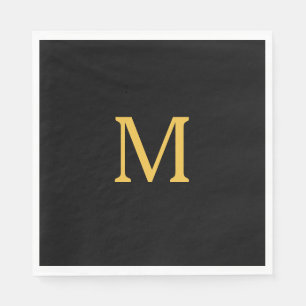 Monogram Individuelle Name Gold Black Elegant Serviette