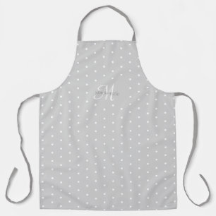 Monogram Individuelle Name Grau White Polka Dots C Schürze
