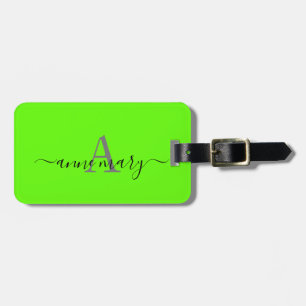 Monogram Individuelle Name Initial Lime Green Gift Gepäckanhänger