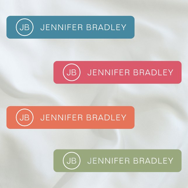 Monogram Individuelle Name Modern Colorful Girl Etiketten (Von Creator hochgeladen)