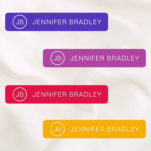 Monogram Individuelle Name Modern Colorful Girl Etiketten (Von Creator hochgeladen)