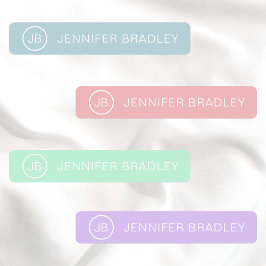 Monogram Individuelle Name Modern Pastel Girly Etiketten