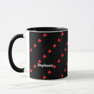 Monogram Individuelle Name Niedlich Red Hearts Mod Tasse