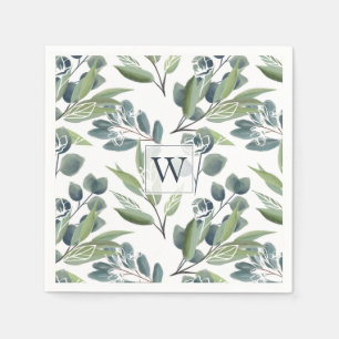 Monogram Inital Elegancolor Winter Foliage Serviette