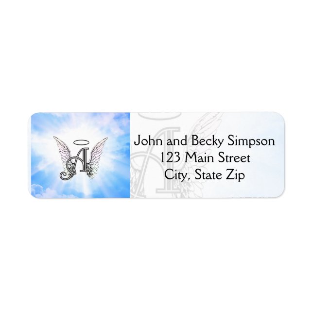 Monogram Initial A, Angel Wings & Halo mit Wolken (Vorne)