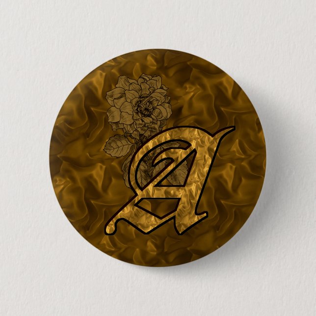 Monogram Initial A Gold Peony Button (Vorderseite)
