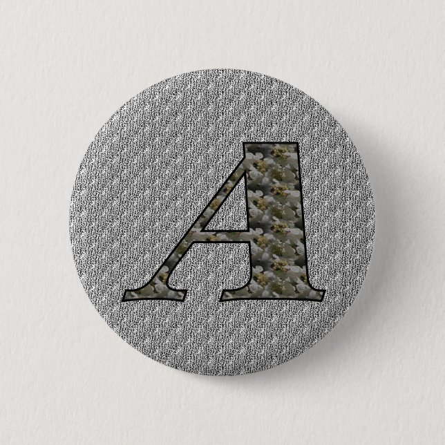 Monogram Initial A Hydrangea Floral Button (Vorderseite)