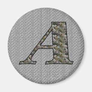 Monogram Initial A Hydrangea Floral Magnet