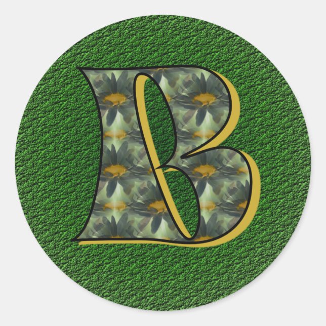 Monogram Initial B Black Daisies Aufkleber (Vorderseite)