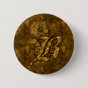 Monogram Initial B Gold Peony Button