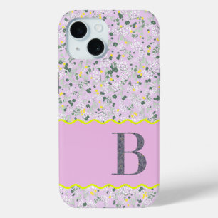 MONOGRAM INITIAL B LILAC KLEINE BLUME Case-Mate iPhone HÜLLE