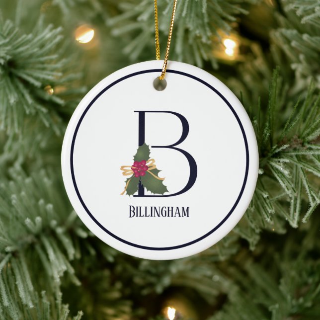 Monogram Initial B Vintage Weihnachten Keramik Ornament (Baum)