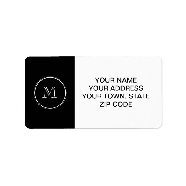 Monogram, initial Black High End Colored Adressaufkleber (Vorne)