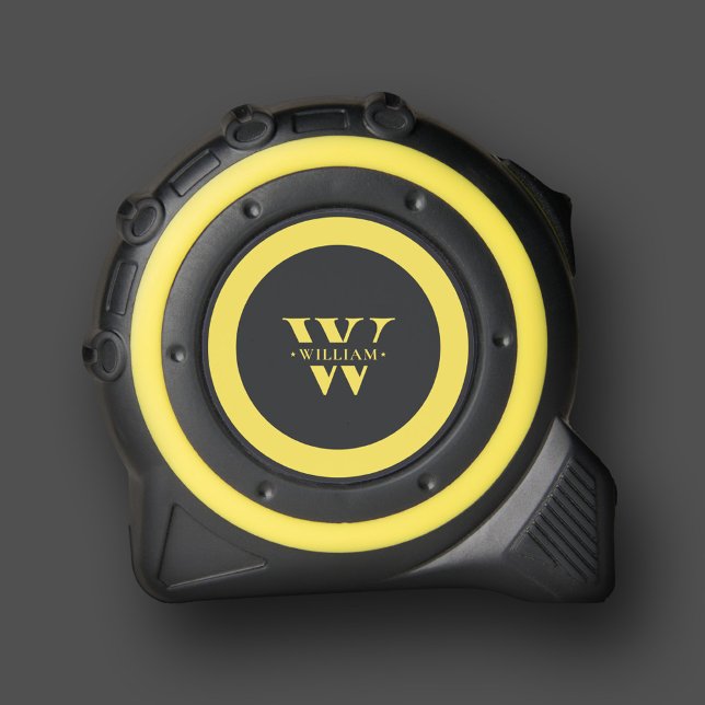 Monogram Initial Black Yellow Modern Simple Maßband (Monogram Initial Black Yellow Modern Simple Tape Measure
)