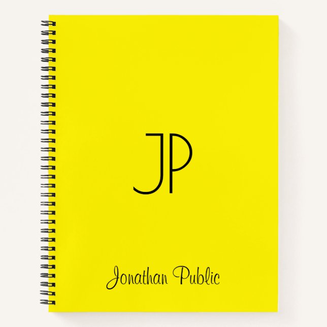 Monogram, Initial Bright Yellow Notizbuch (Vorderseite)