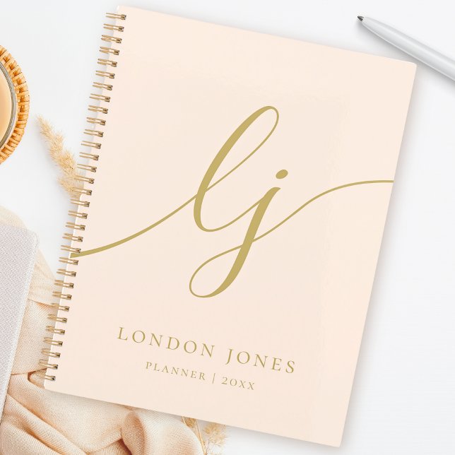 Monogram Initial Business Planner Blush Gold Name Planer (Von Creator hochgeladen)