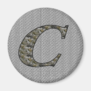Monogram Initial C Hydrangea Floral Magnet