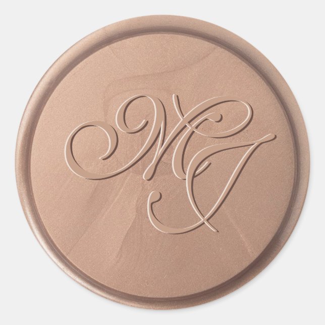 Monogram Initial Chocolate Brown Wax Siegel Sticke Runder Aufkleber (Vorderseite)