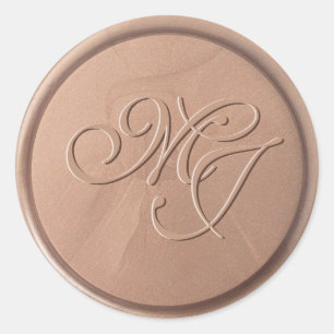 Monogram Initial Chocolate Brown Wax Siegel Sticke Runder Aufkleber